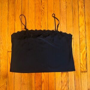 Elegant Black Lace Trim Tank Top